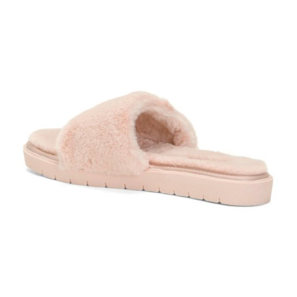 NEW ANNE KLEIN Women Sillie Pink Cozy Fluff Slide Slipper Sandal - Picture 3 of 4